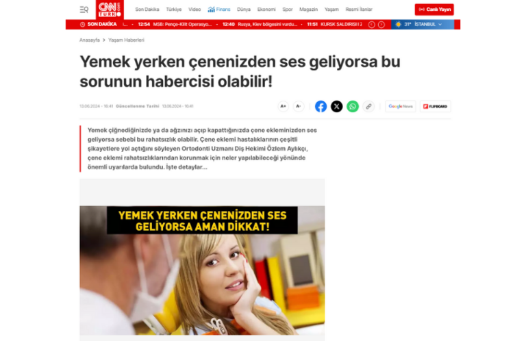 Yemek yerken cenenizden ses geliyorsa bu sorunun habercisi olabilir dr ozlem aylikci eklem tedavisi uzmani